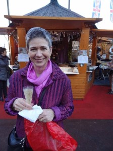 Grabbing a glass of bubbly at the Monte Carlo Christmas market.  