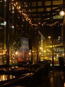 Epernay Champagne Bar in Manchester, UK by night