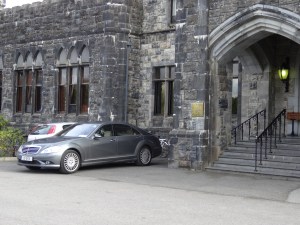Our Irish drive parked outside Ashford Castle. 